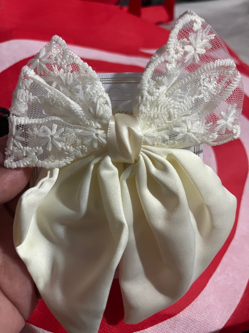 Ivory Lace Bow Hair Accessory